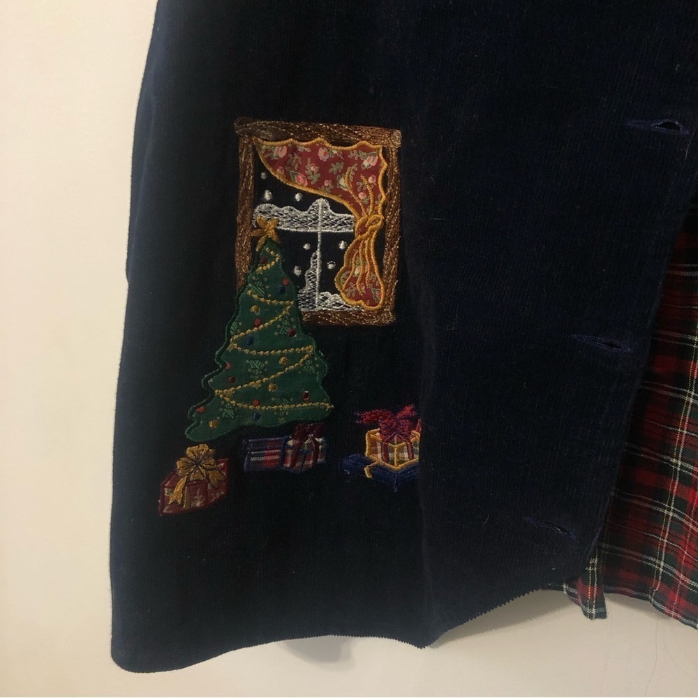 Vintage Velvet Christmas Embroidered Vest XL - Picture 3 of 6